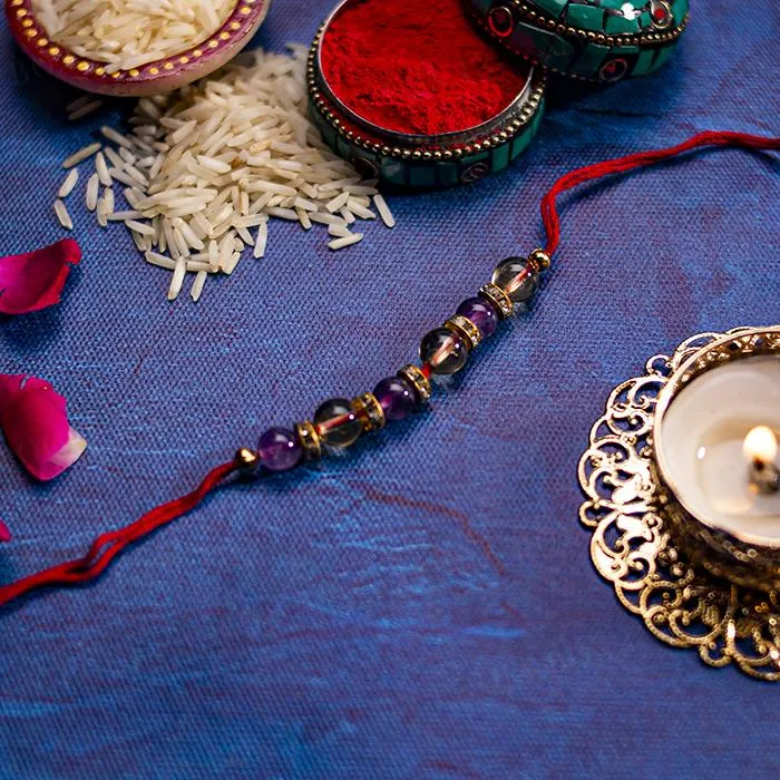 "Divine Guidance" Amethyst & Citrine Crystal Rakhi