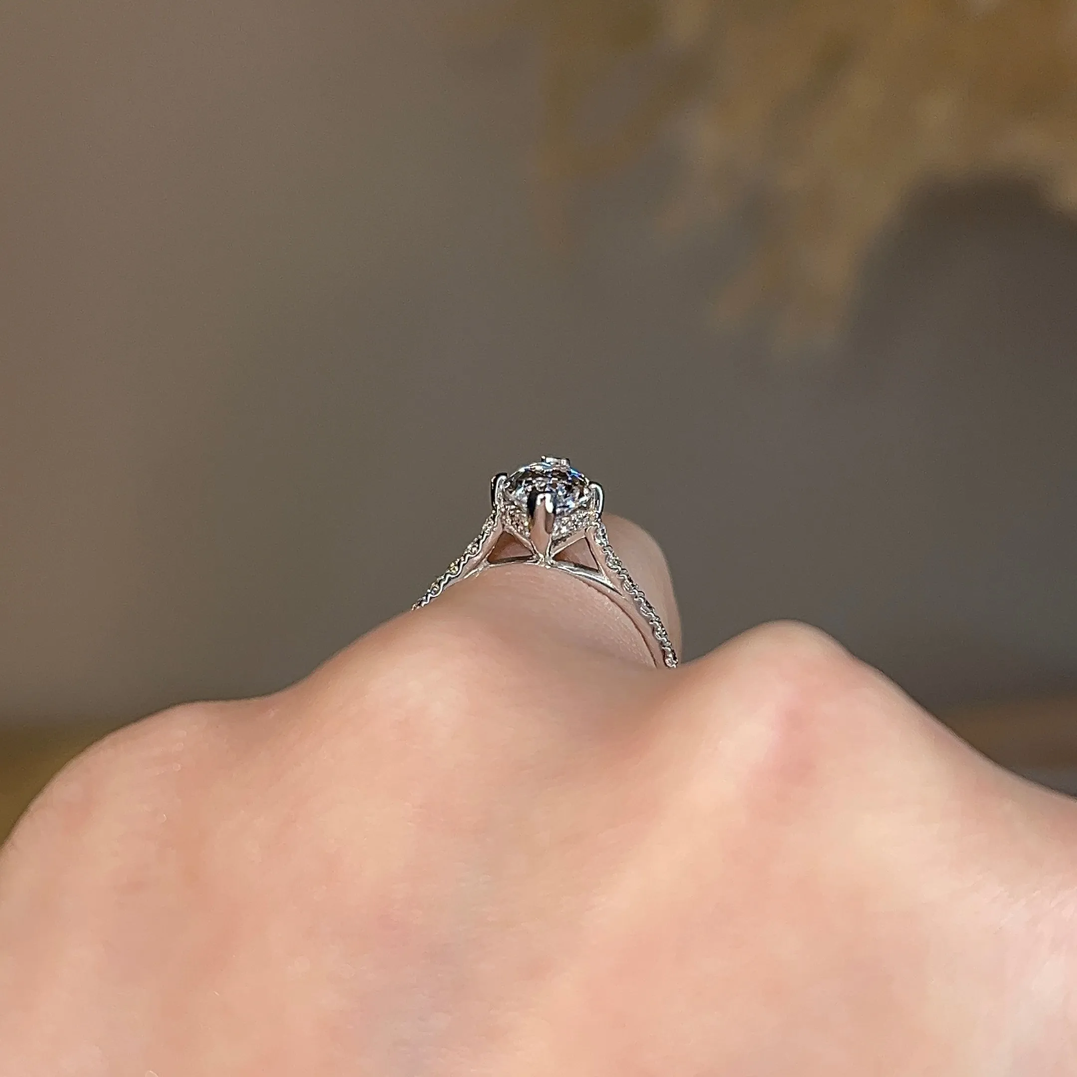 "Moxi" Marquise Cut Diamond Hidden Under Halo Scallop Set Diamond Shoulder Engagement Ring UHMC01