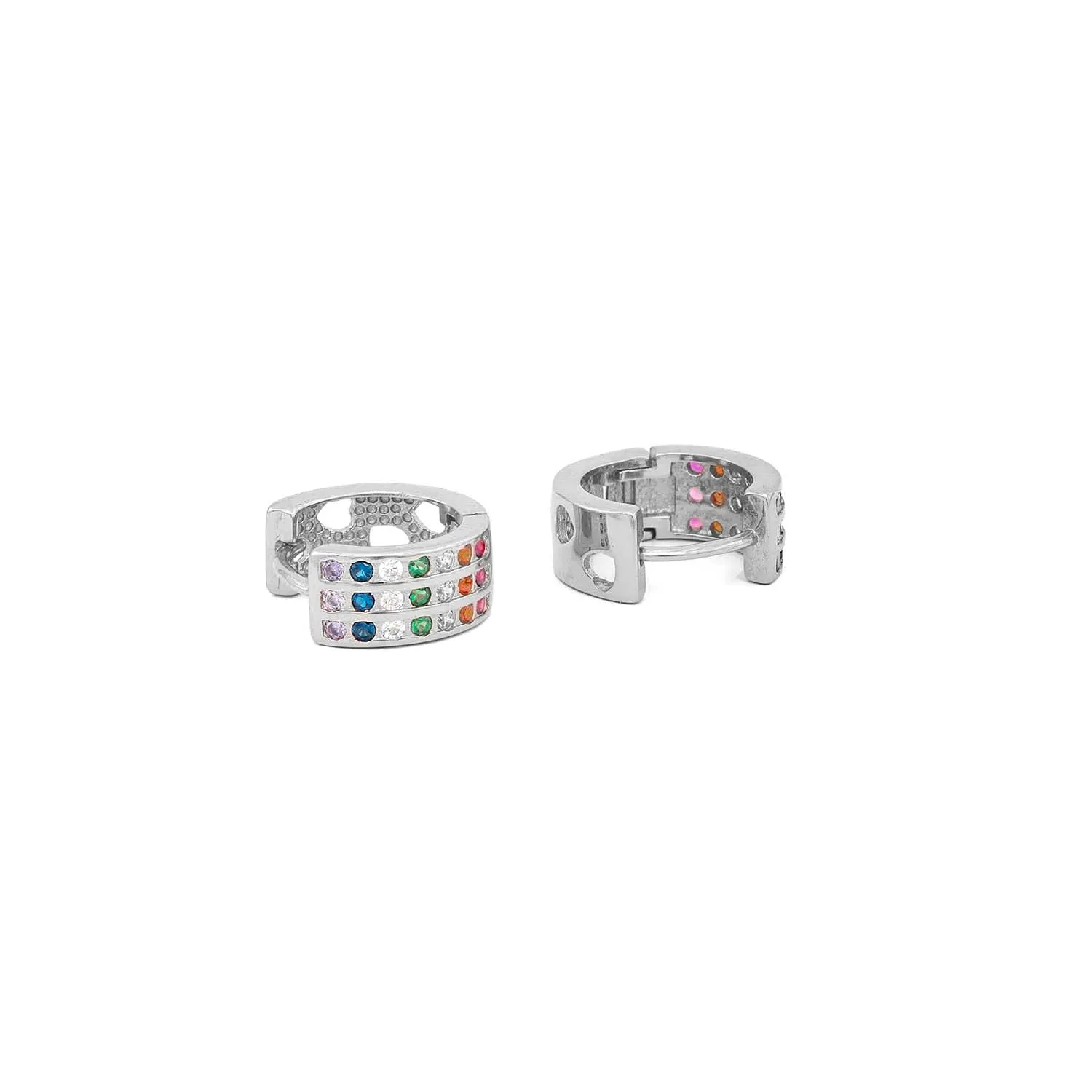 Ravishing Rainbow Silver Huggie 925 Silver Earrings