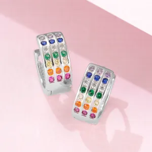 Ravishing Rainbow Silver Huggie 925 Silver Earrings