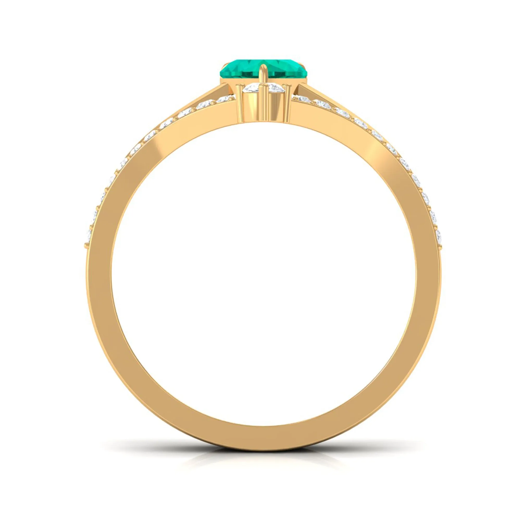 Real Emerald Heart Ring Set with Diamond
