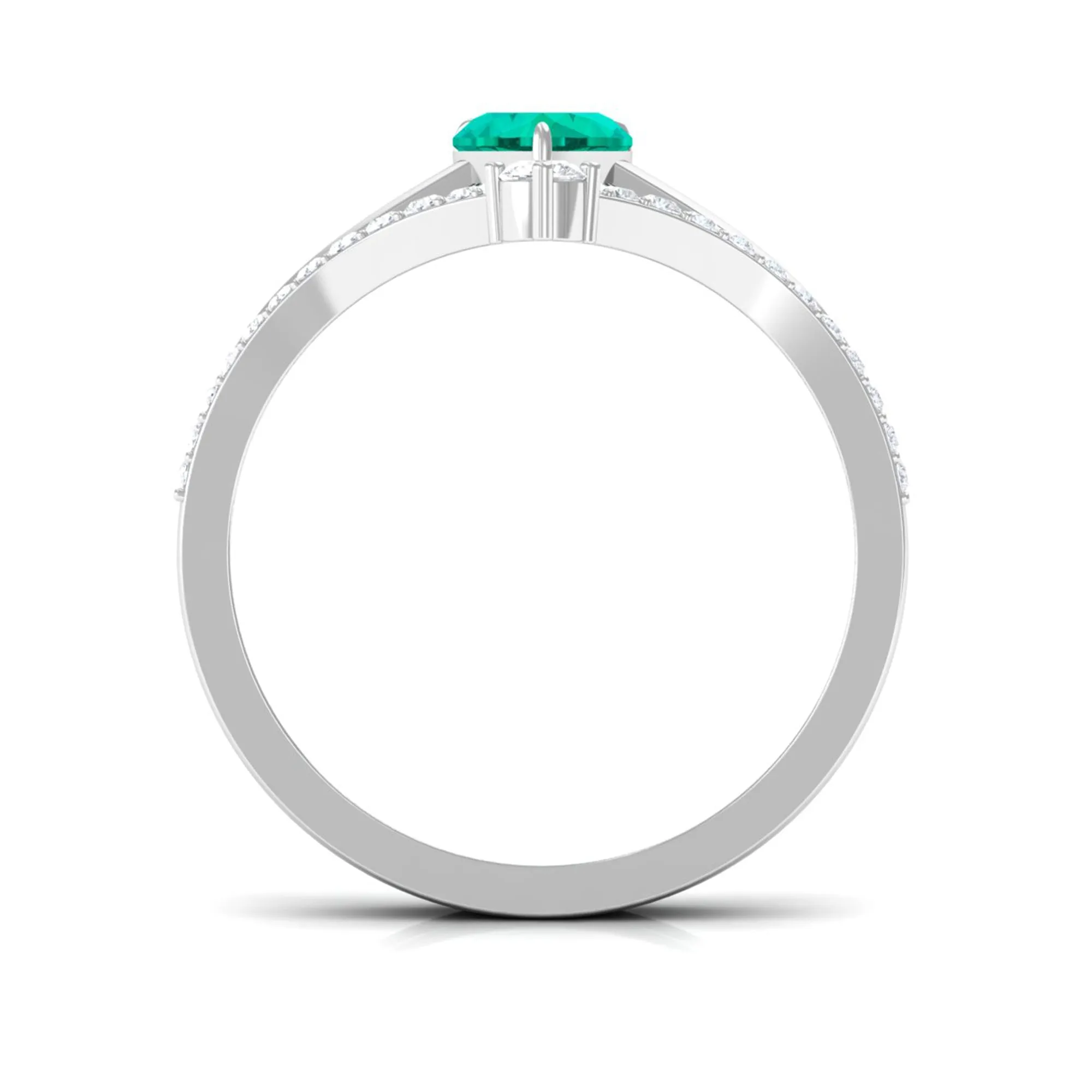 Real Emerald Heart Ring Set with Diamond