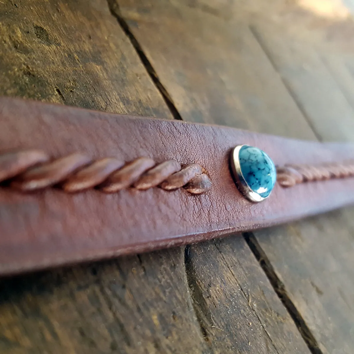 Reyes Turquoise Leather Bracelet | Men's Women's Braided Leather Bracelet - SS1118