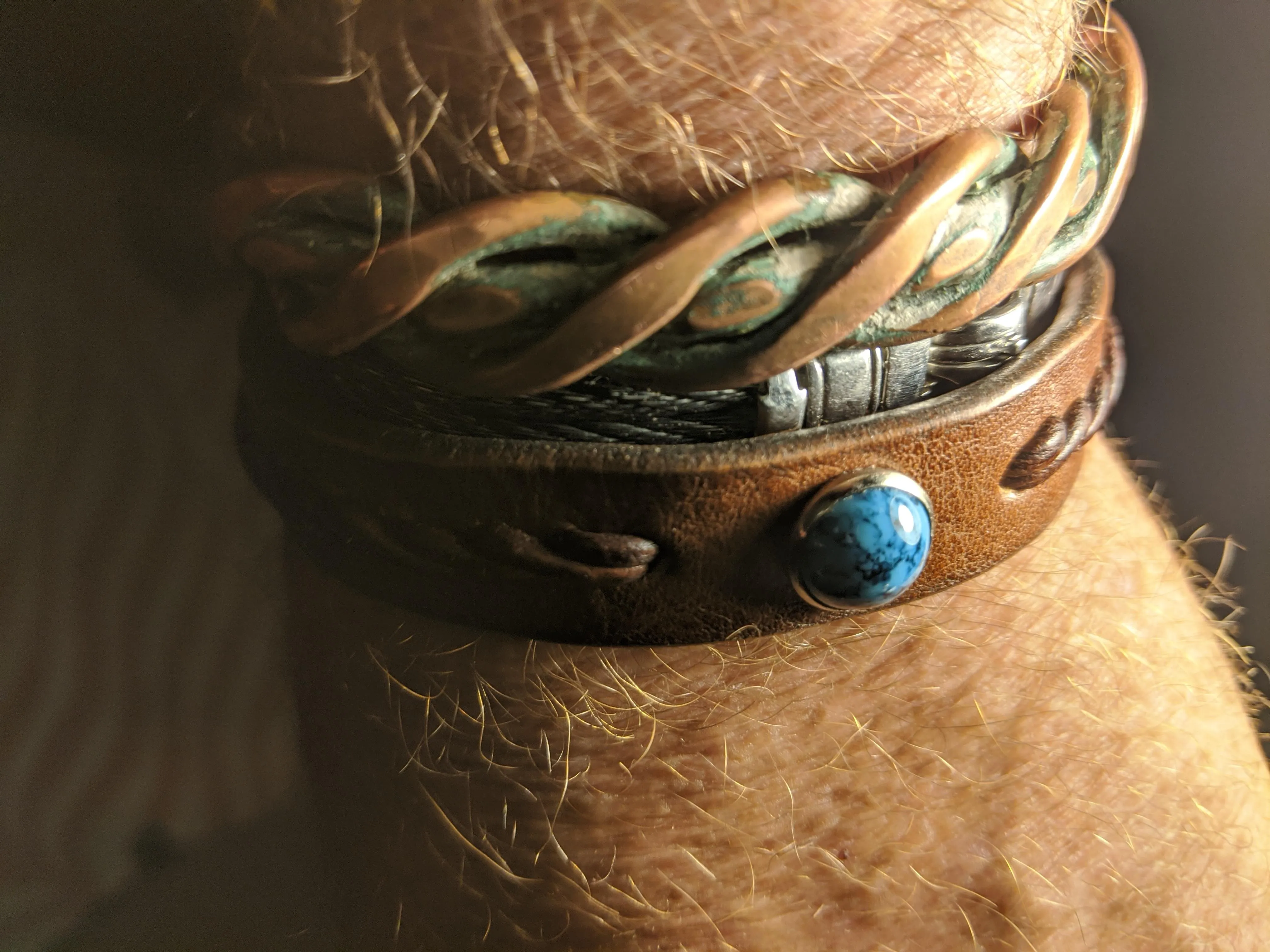 Reyes Turquoise Leather Bracelet | Men's Women's Braided Leather Bracelet - SS1118