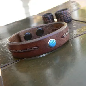 Reyes Turquoise Leather Bracelet | Men's Women's Braided Leather Bracelet - SS1118