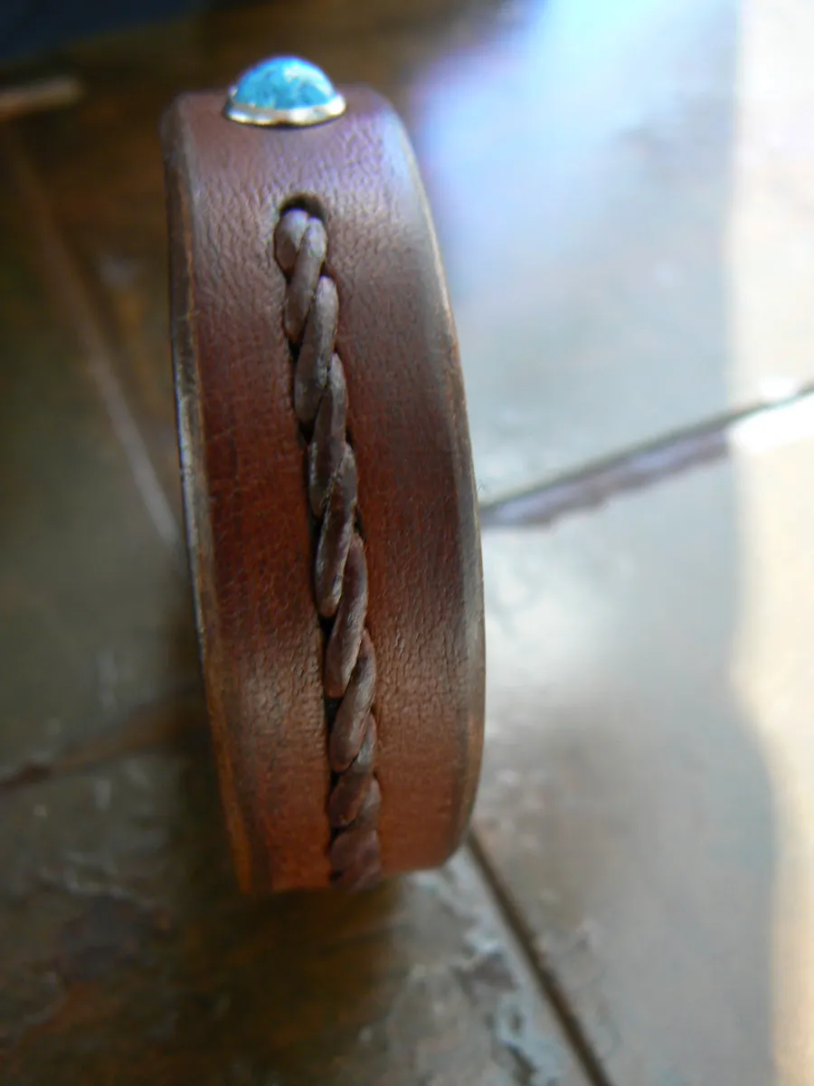 Reyes Turquoise Leather Bracelet | Men's Women's Braided Leather Bracelet - SS1118