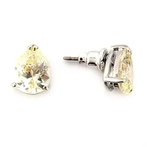 Rhodium Brass Earrings with AAA Grade CZ in Citrine Yellow for Women Citrine Yellow Stone Color Style LO052