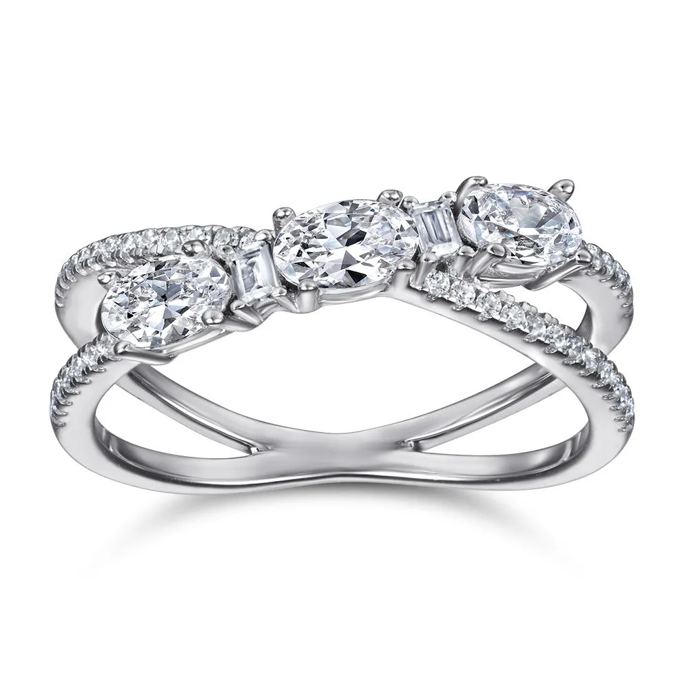 Rings 925 Silver Rotary Cross Denier Zircon Ring Women\'s Wedding Engagement Ring