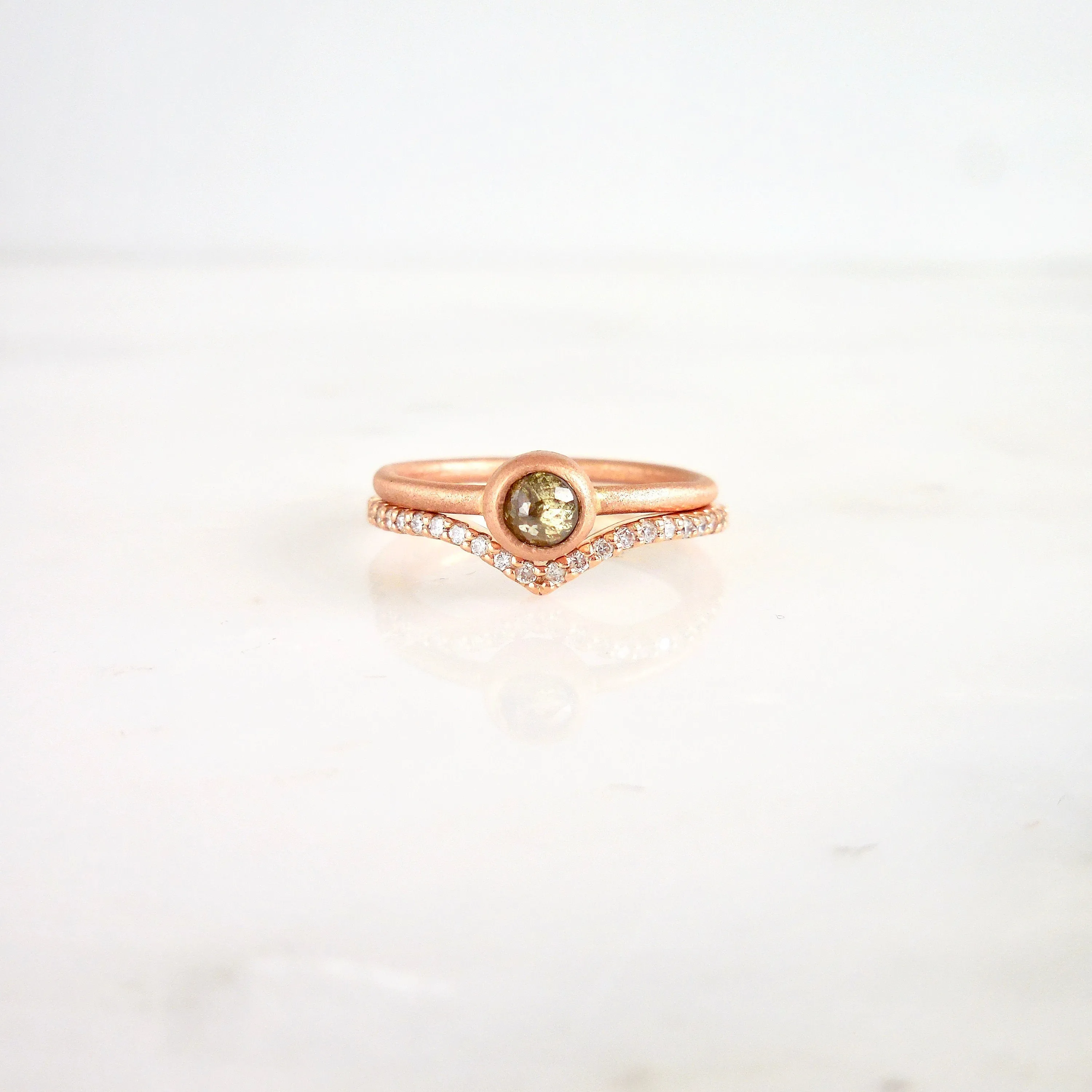 Rose cut Diamond Stacking Ring - Brown Rose Cut Diamond Stackable Ring - Dainty Diamond Stacking Ring