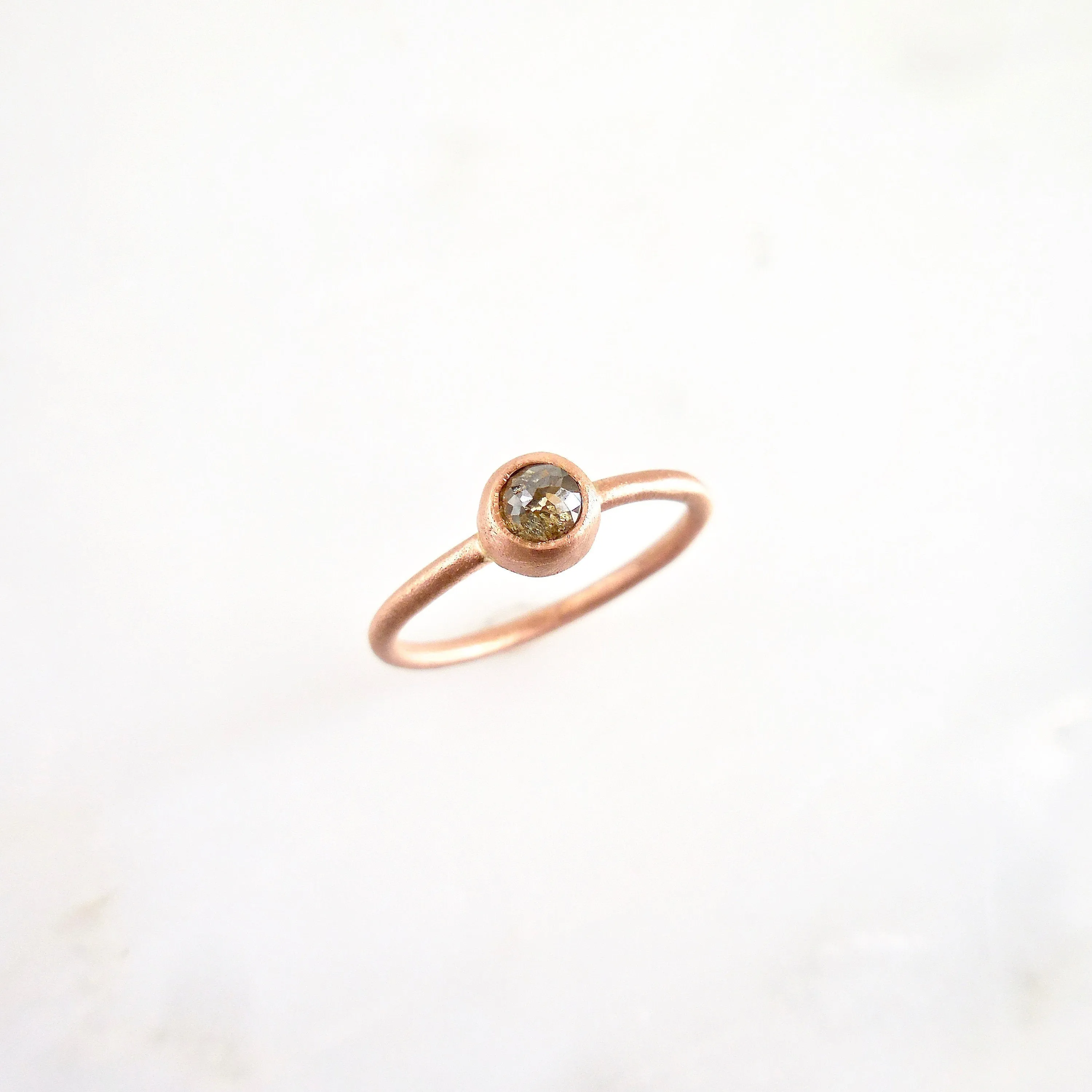 Rose cut Diamond Stacking Ring - Brown Rose Cut Diamond Stackable Ring - Dainty Diamond Stacking Ring