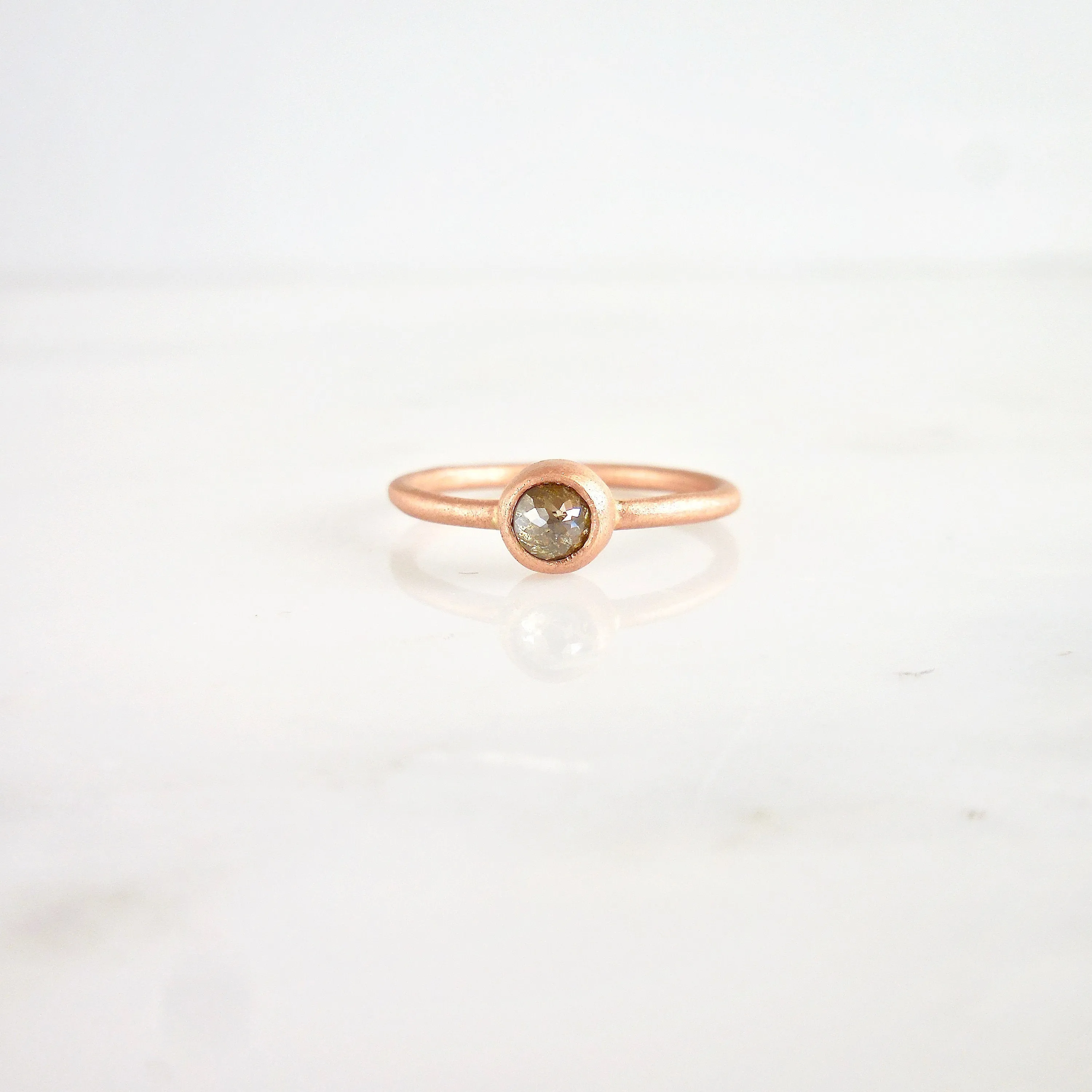 Rose cut Diamond Stacking Ring - Brown Rose Cut Diamond Stackable Ring - Dainty Diamond Stacking Ring