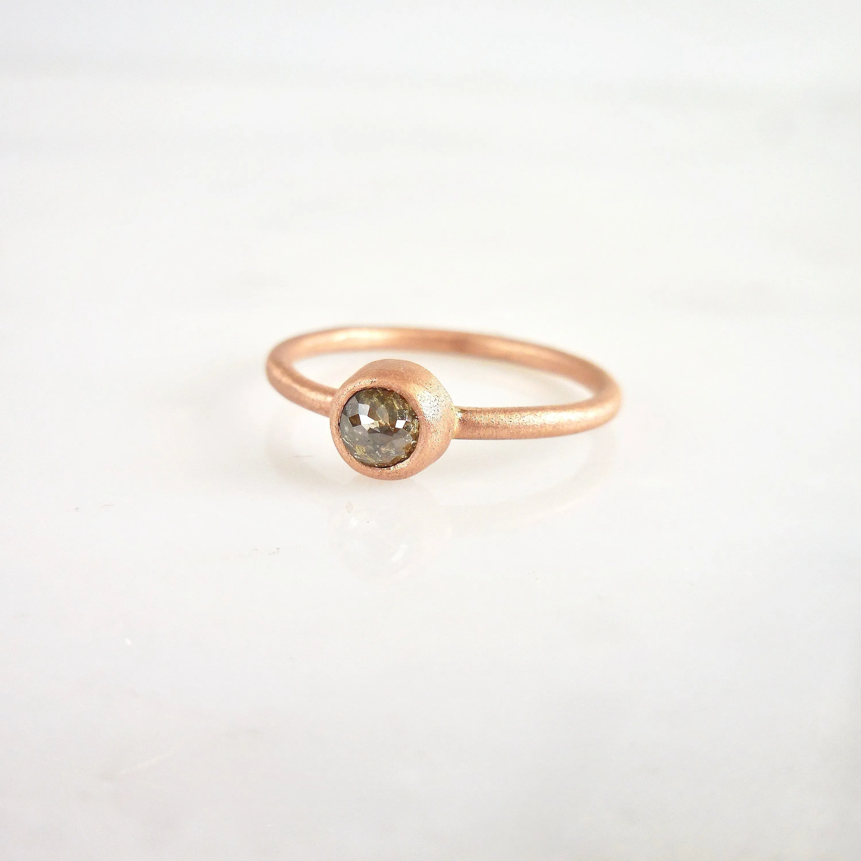 Rose cut Diamond Stacking Ring - Brown Rose Cut Diamond Stackable Ring - Dainty Diamond Stacking Ring