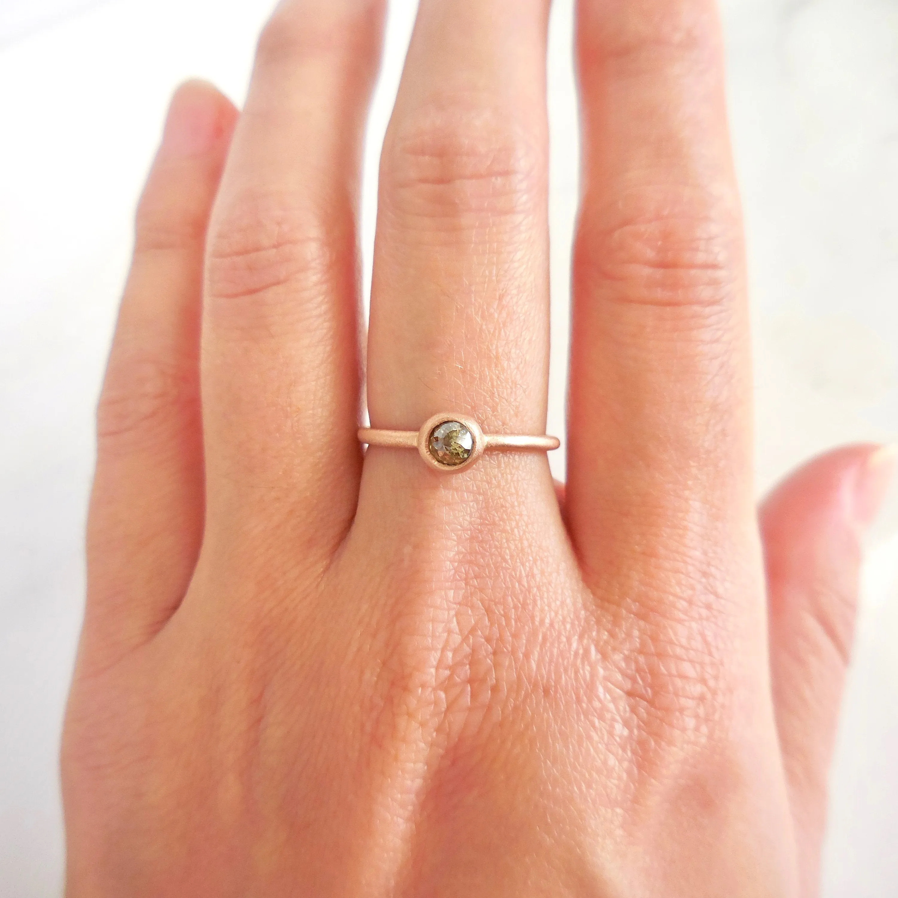 Rose cut Diamond Stacking Ring - Brown Rose Cut Diamond Stackable Ring - Dainty Diamond Stacking Ring