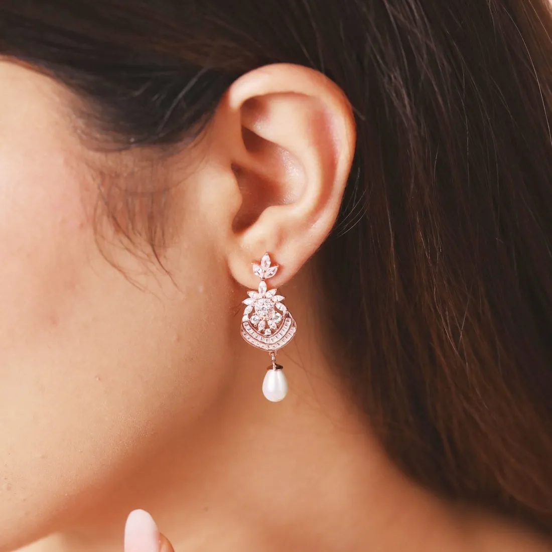 Rose Gold Radiance 925 Sterling Silver Drop Earrings