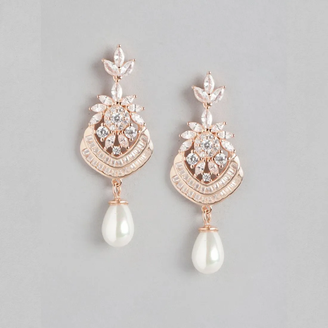 Rose Gold Radiance 925 Sterling Silver Drop Earrings
