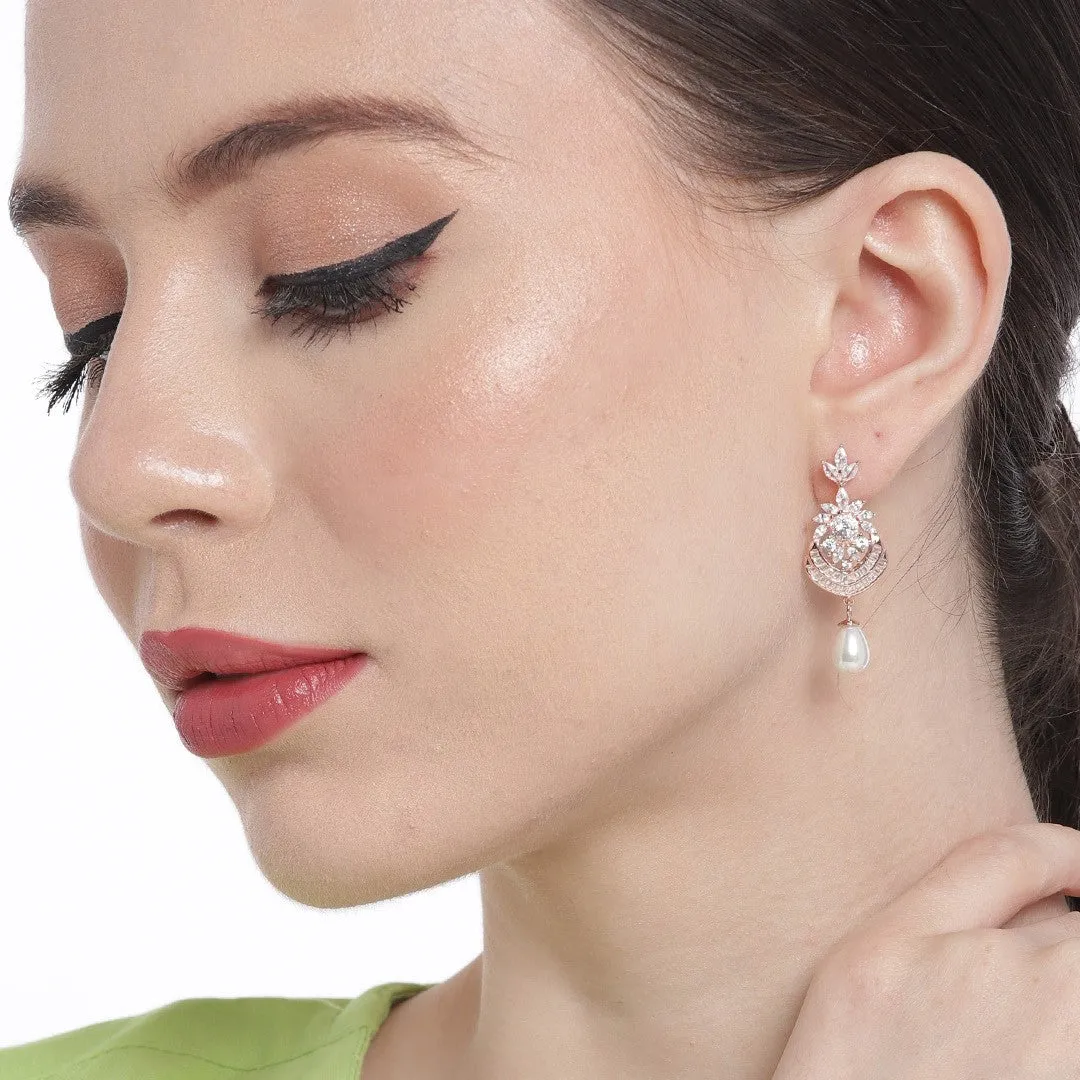 Rose Gold Radiance 925 Sterling Silver Drop Earrings