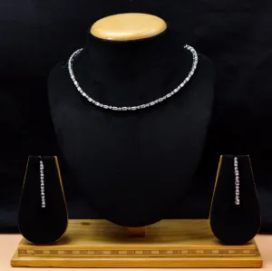 Round Neck Zircon/AD Necklace Set 10563-28