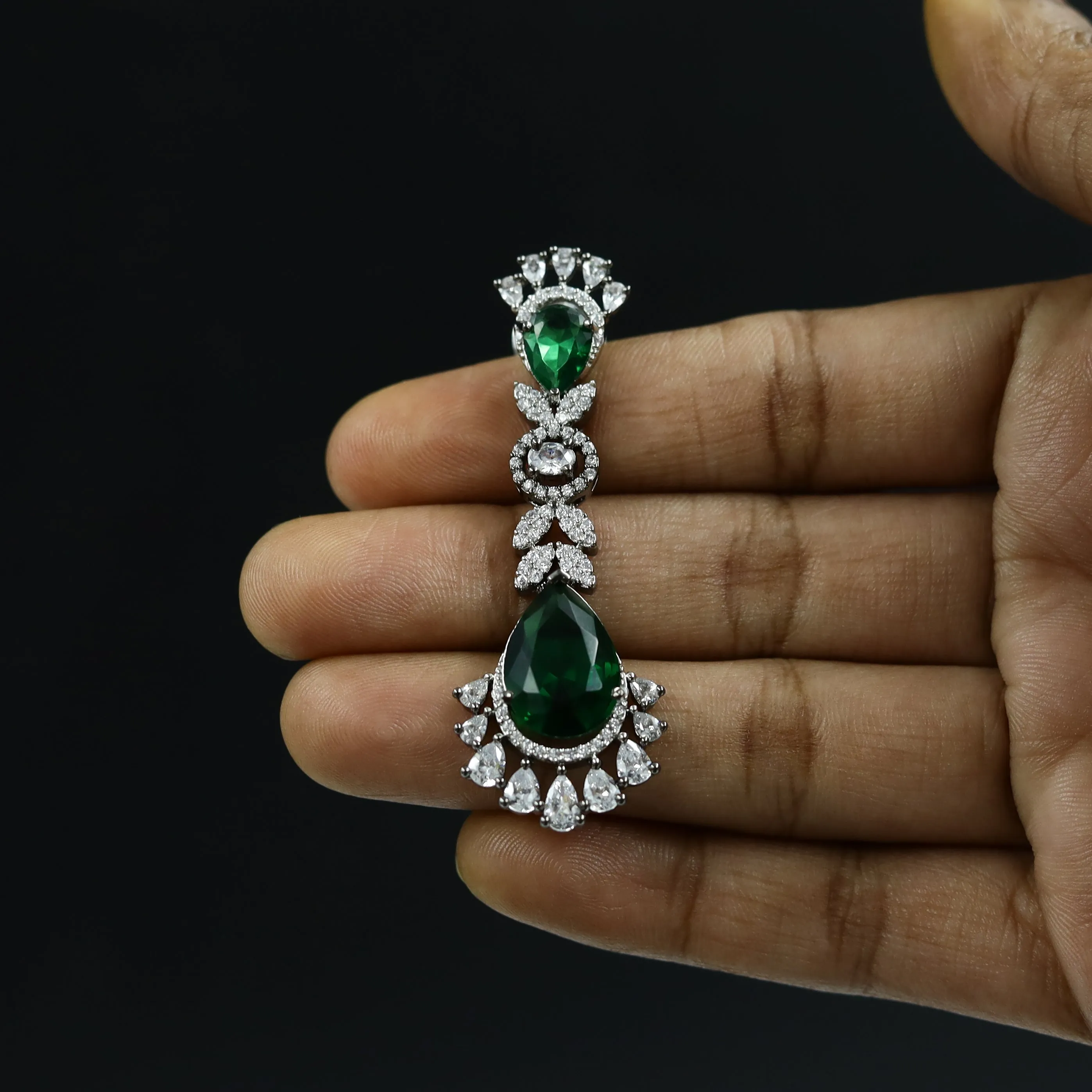 Round Neck Zircon/AD Necklace Set 10565-28