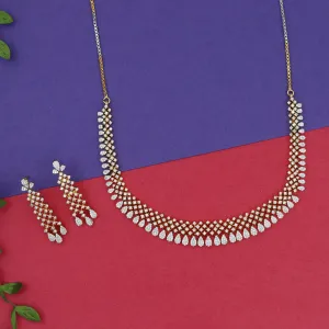 Round Neck Zircon/AD Necklace Set 15319-69