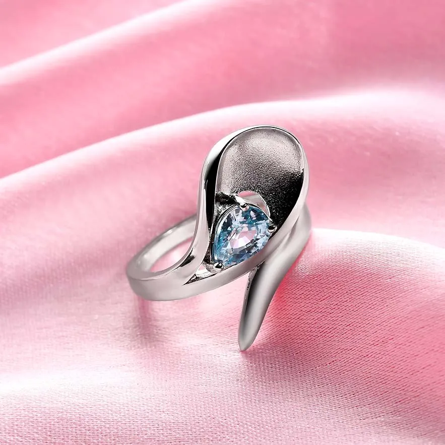 Sandblast Texture Wave Ring   Sandblast Texture Wave Earrings with Ratanakiri Blue Zircon