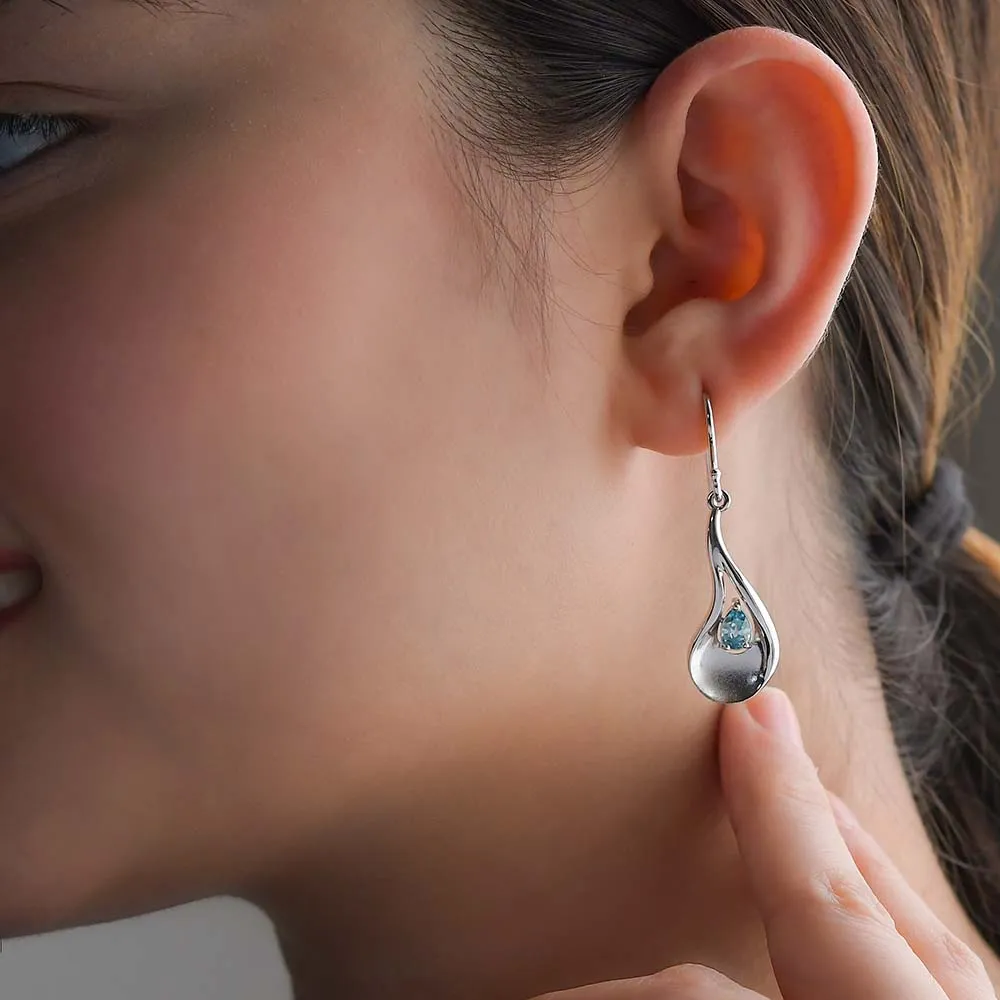 Sandblast Texture Wave Ring   Sandblast Texture Wave Earrings with Ratanakiri Blue Zircon