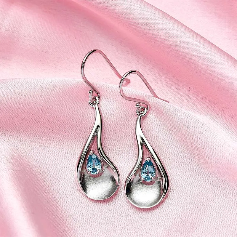 Sandblast Texture Wave Ring   Sandblast Texture Wave Earrings with Ratanakiri Blue Zircon
