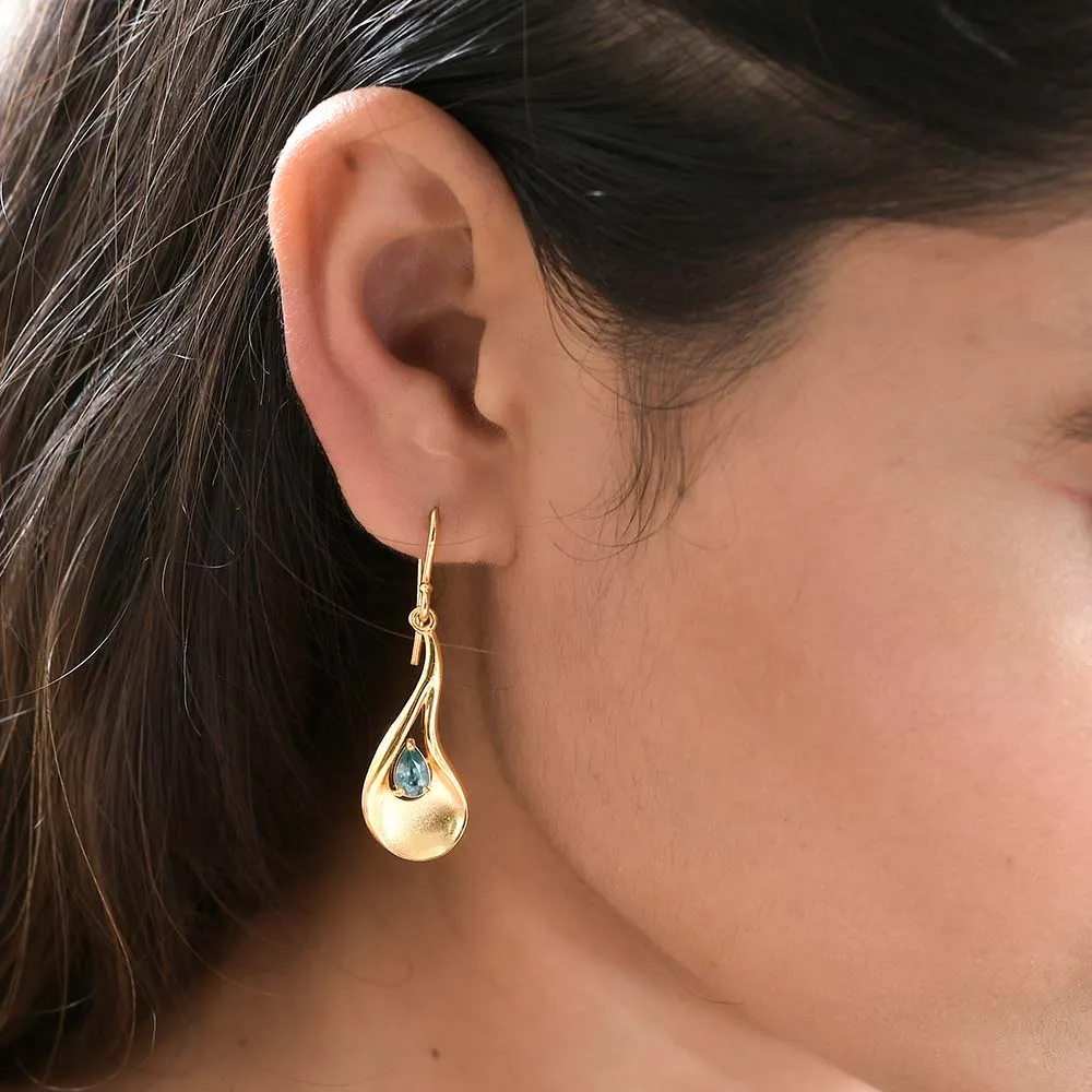 Sandblast Texture Wave Ring   Sandblast Texture Wave Earrings with Ratanakiri Blue Zircon