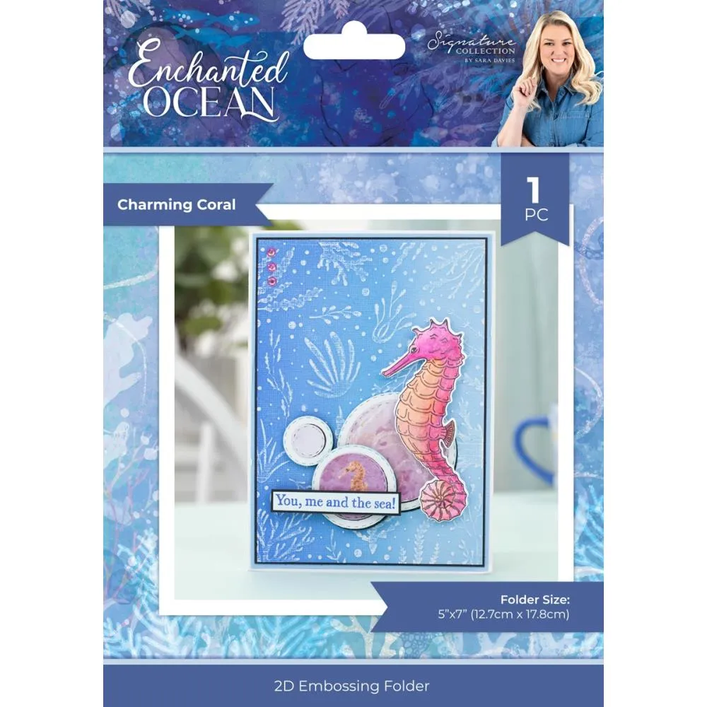 Sara Signature Enchanted Ocean 2D Embossing Folder 5"X7" Charming Coral^