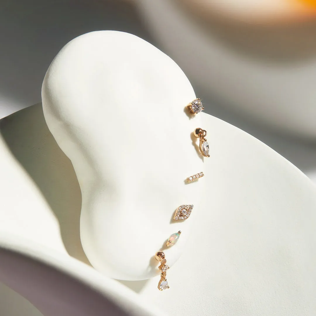 SASHA | White Sapphire Drop Threadless Flatback Earring
