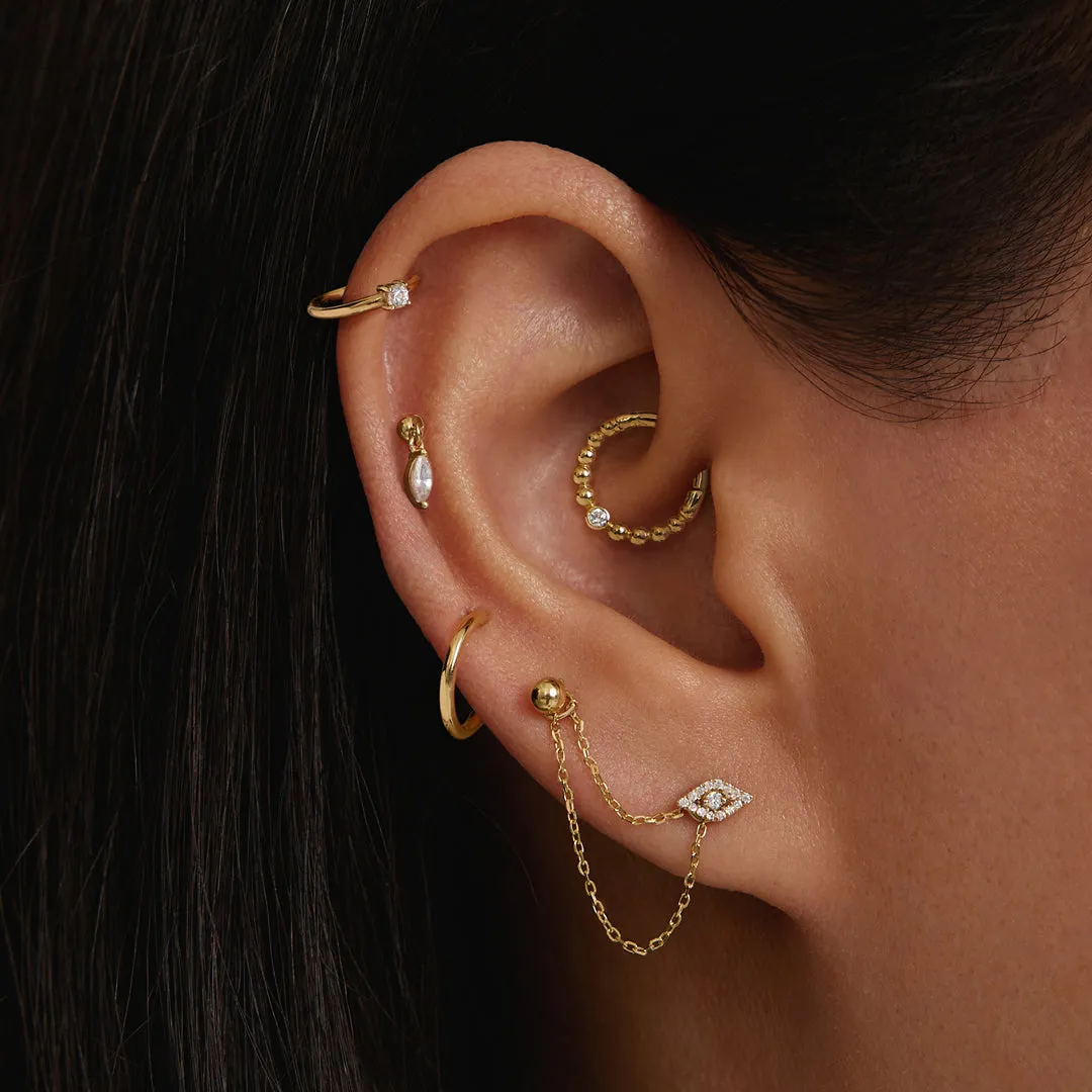 SASHA | White Sapphire Drop Threadless Flatback Earring