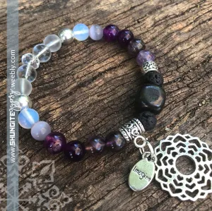 Shungite Amplified Chakra Bracelet [#24G] ~ CROWN ~ Small ~ CROWN CHAKRA and IMAGINE Charms