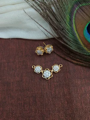 Silver & Silver Gold Plated Elegant Bountiful Diamond Pendant Set