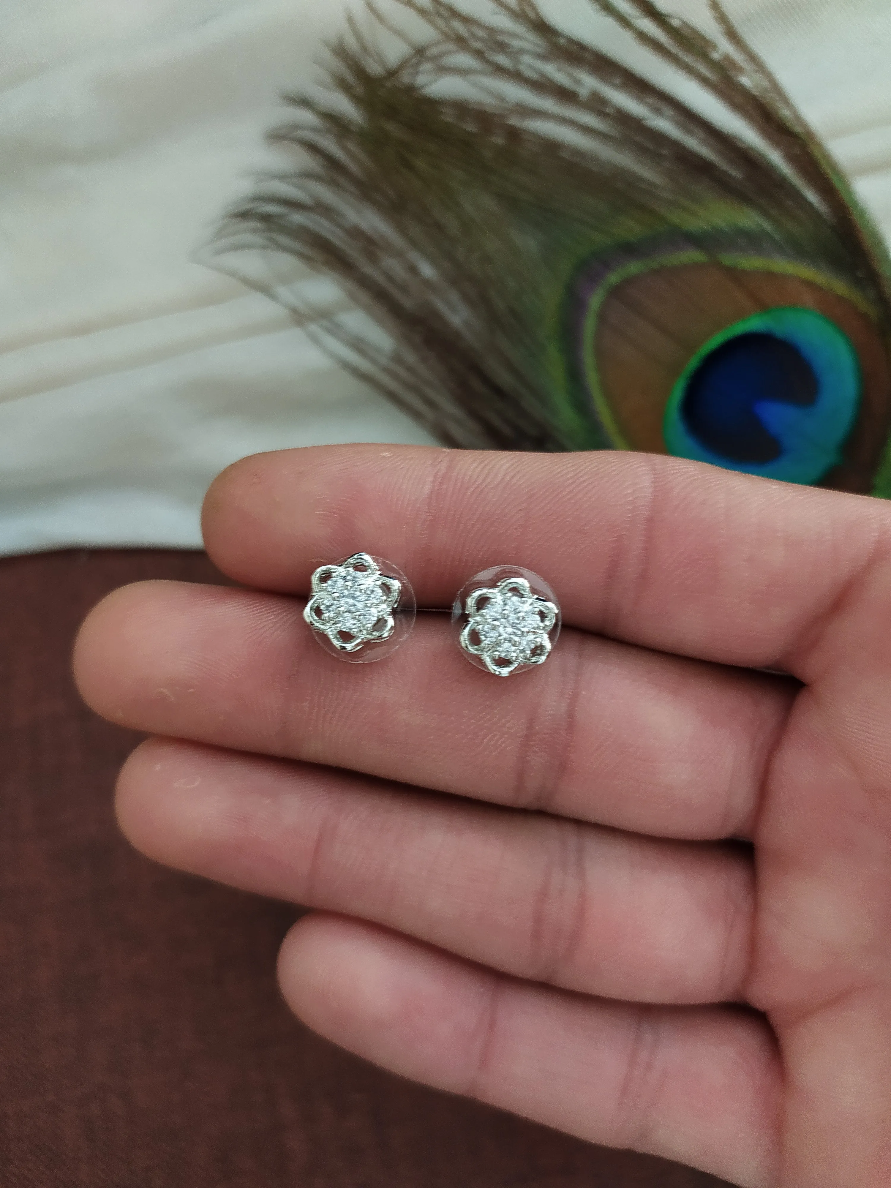 Silver & Silver Gold Plated Elegant Bountiful Diamond Pendant Set