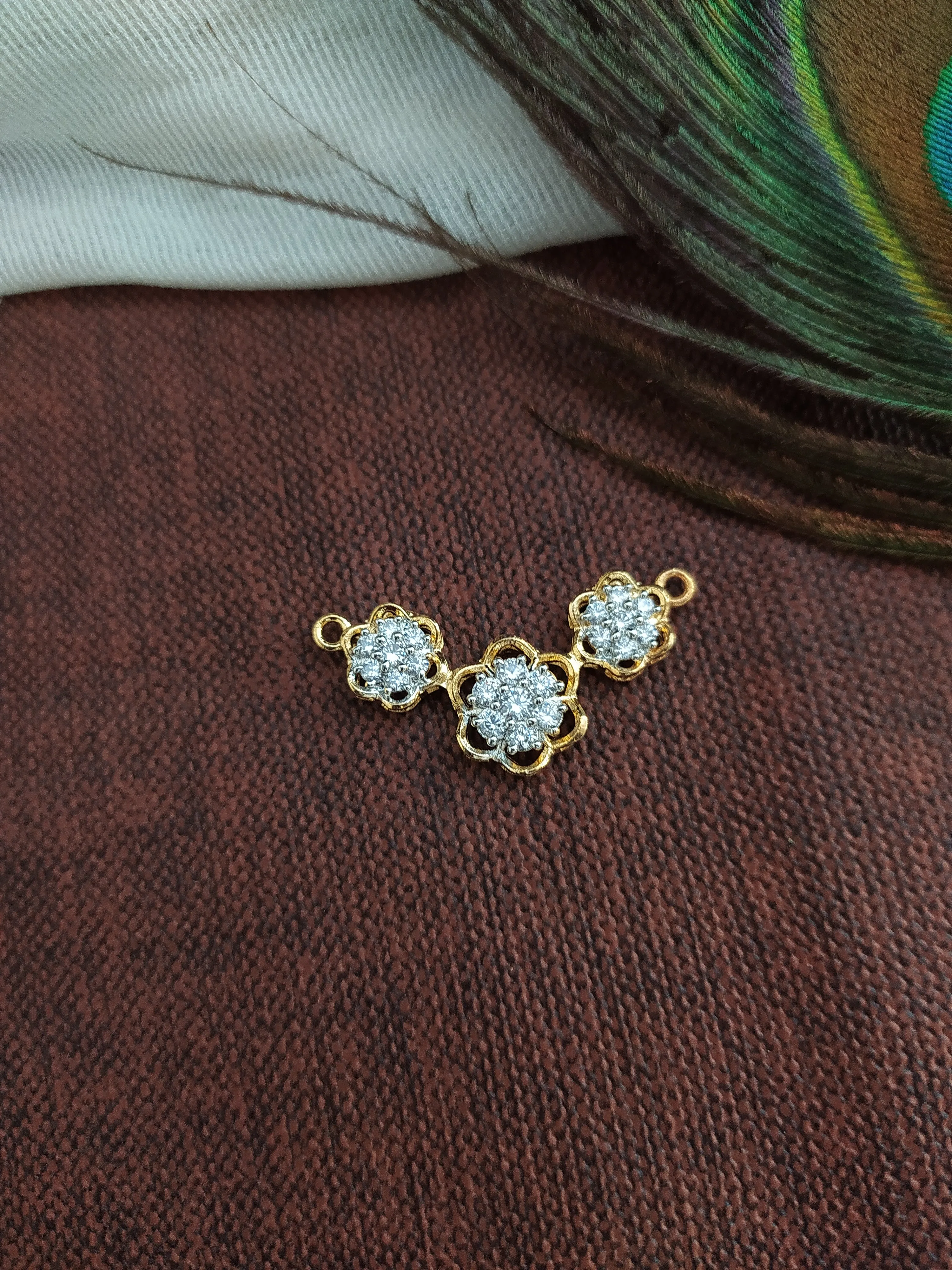 Silver & Silver Gold Plated Elegant Bountiful Diamond Pendant Set