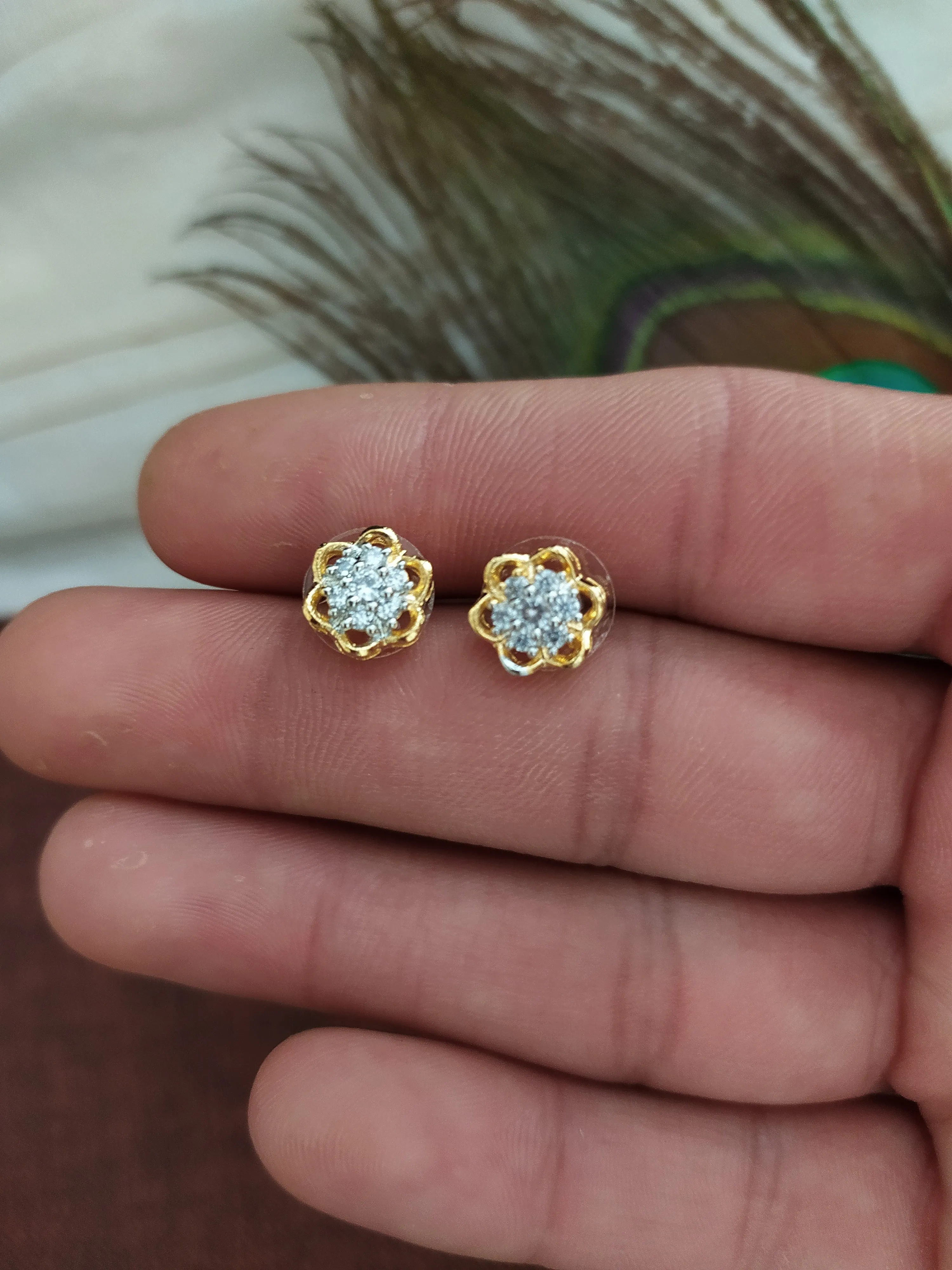 Silver & Silver Gold Plated Elegant Bountiful Diamond Pendant Set