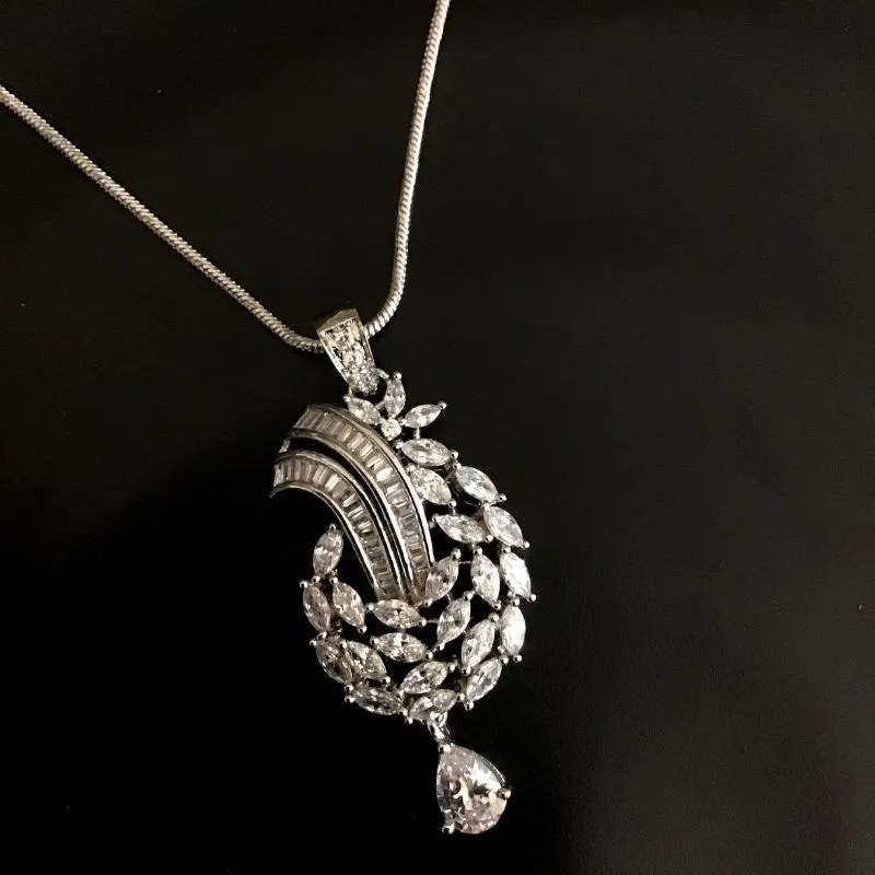 Silver Zircon/AD Pendant Set 4869-8934