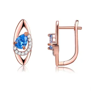 SKMEI KZCE300 Blue Teardrop Diamond Stud Earrings for Women