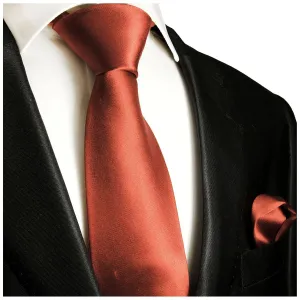 Solid Bittersweet Necktie and Pocket Square
