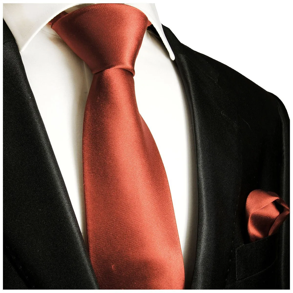 Solid Bittersweet Necktie and Pocket Square