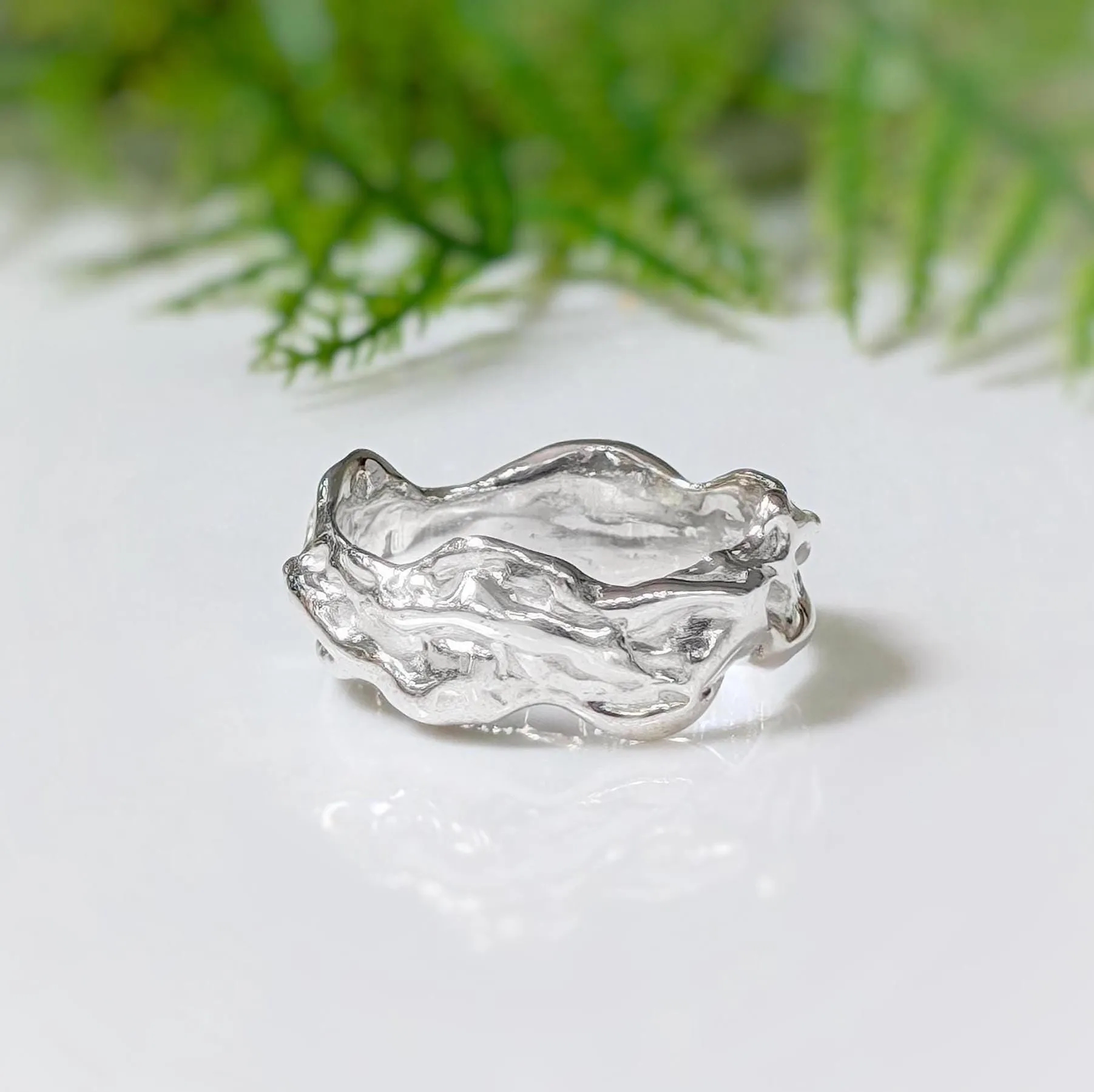 Sterling Silver Molten Textured ring