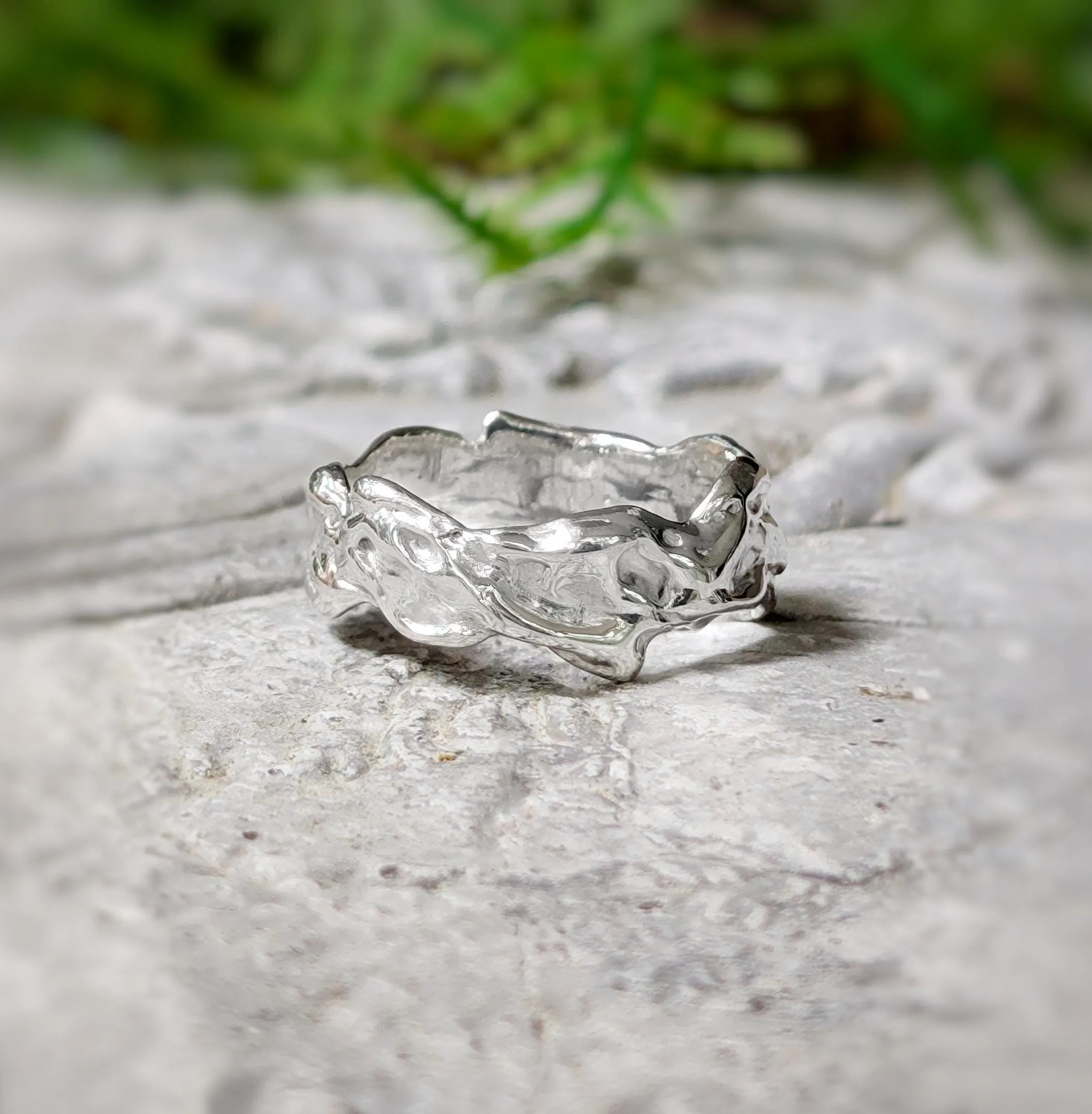 Sterling Silver Molten Textured ring
