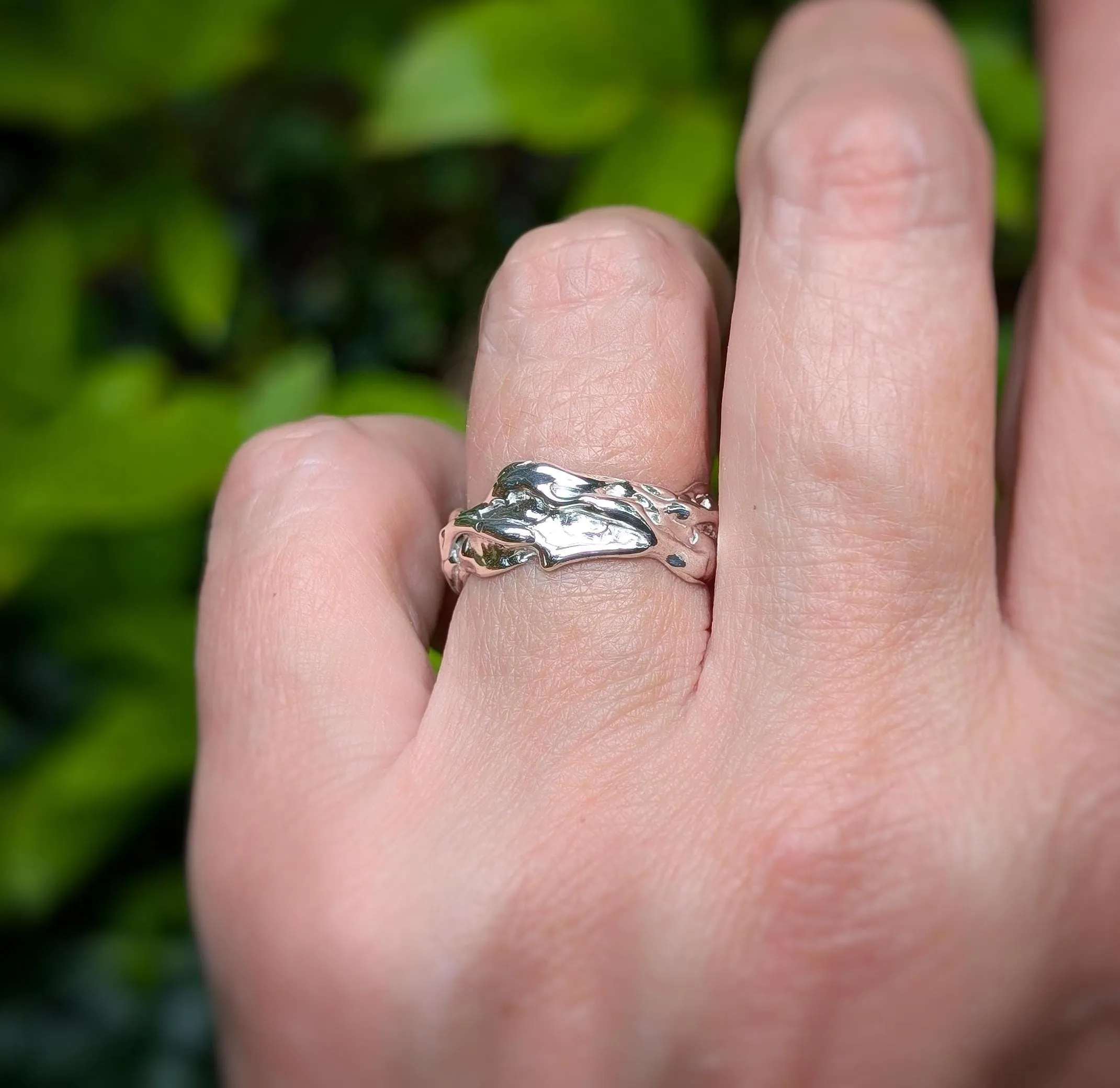 Sterling Silver Molten Textured ring