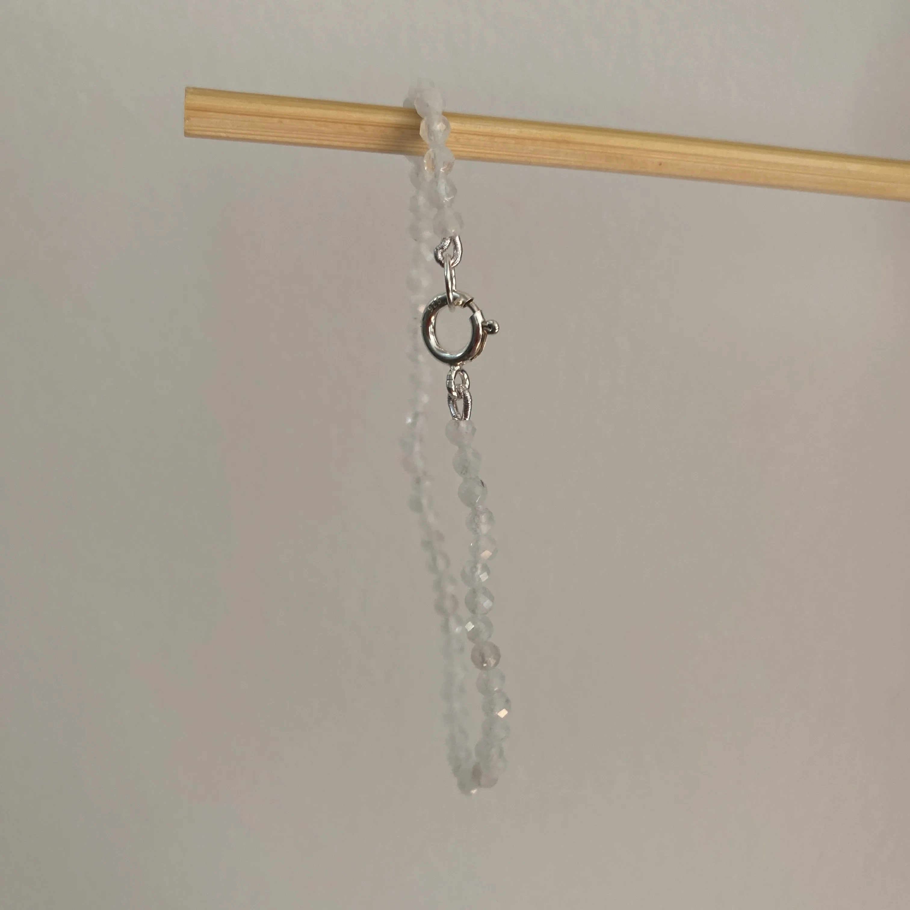 Sterling Silver Natural Rainbow Moonstone Bracelet