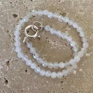 Sterling Silver Natural Rainbow Moonstone Bracelet