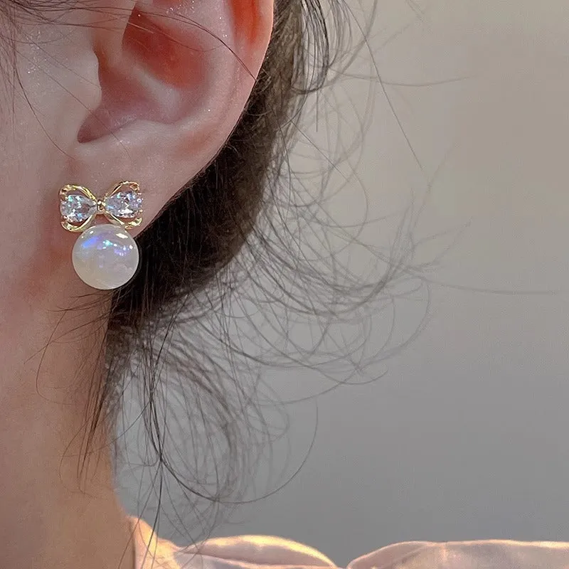 Sterling Silver Needle Unique Design Man Yuji Pearl Earrings Light Luxury Zircon