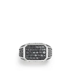 Streamline Pave Signet Ring with Black Diamonds