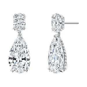 The Vault Pear Shaped Diamond Halo Dangle Earrings