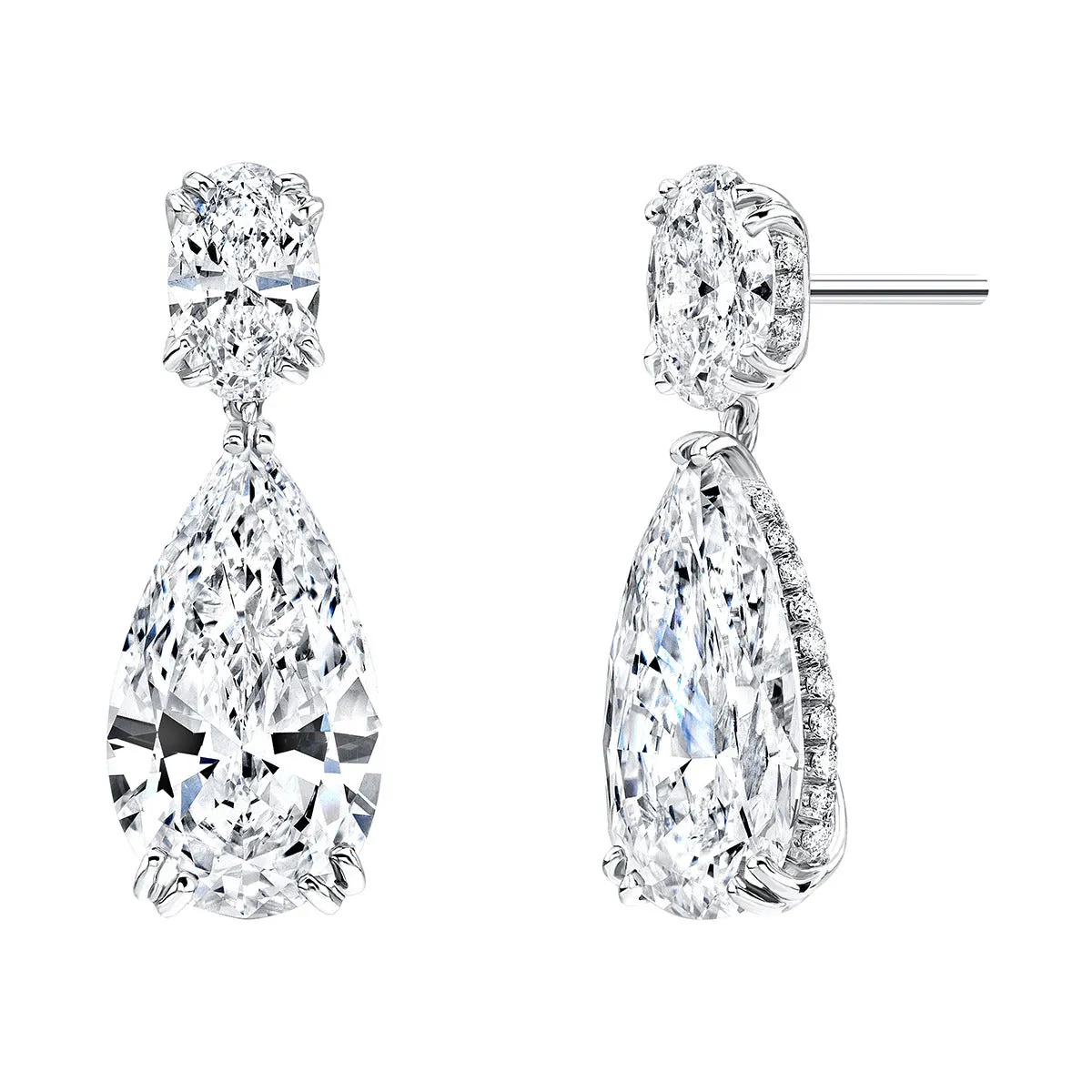 The Vault Pear Shaped Diamond Halo Dangle Earrings