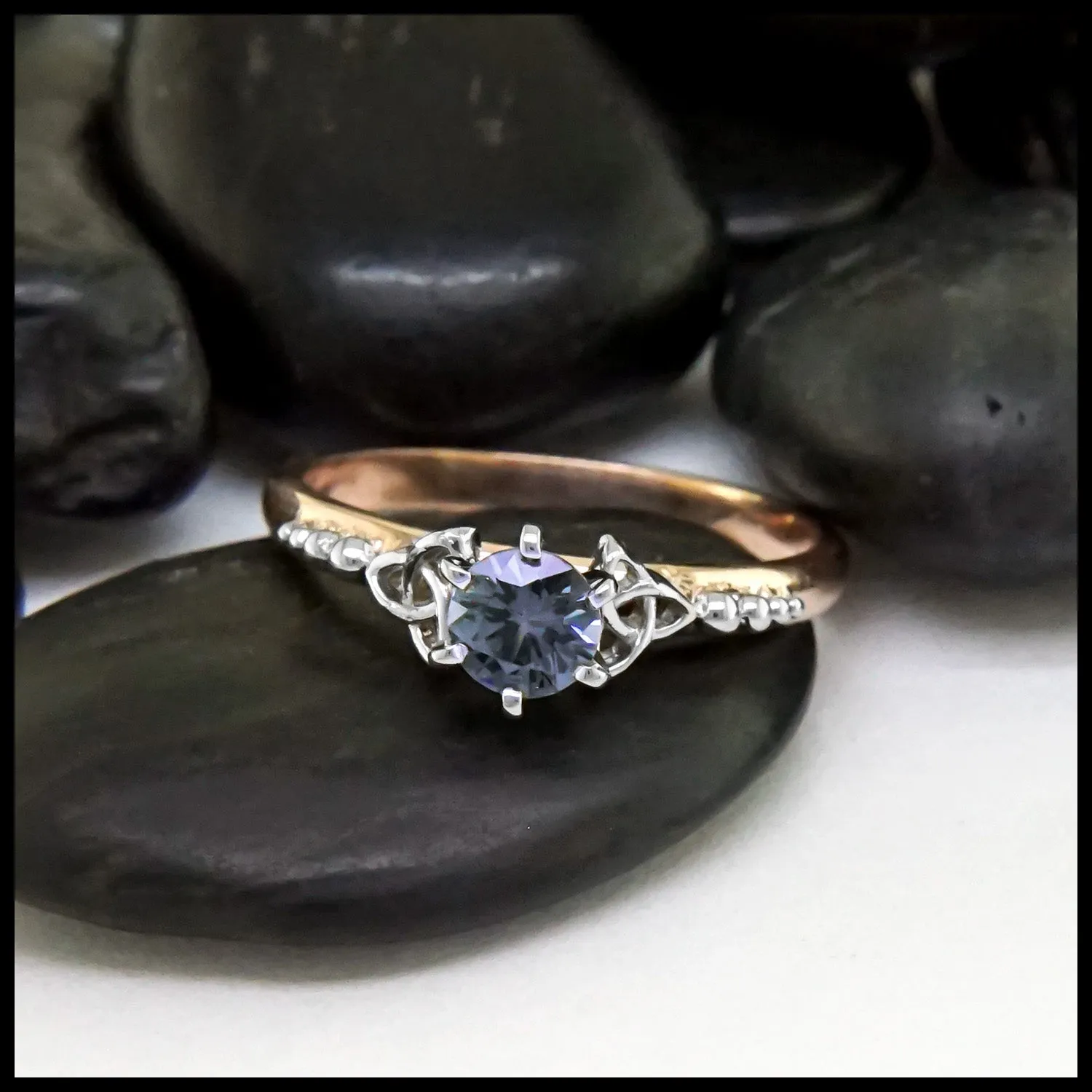 Trinity Knot Blue Grey Spinel Ring
