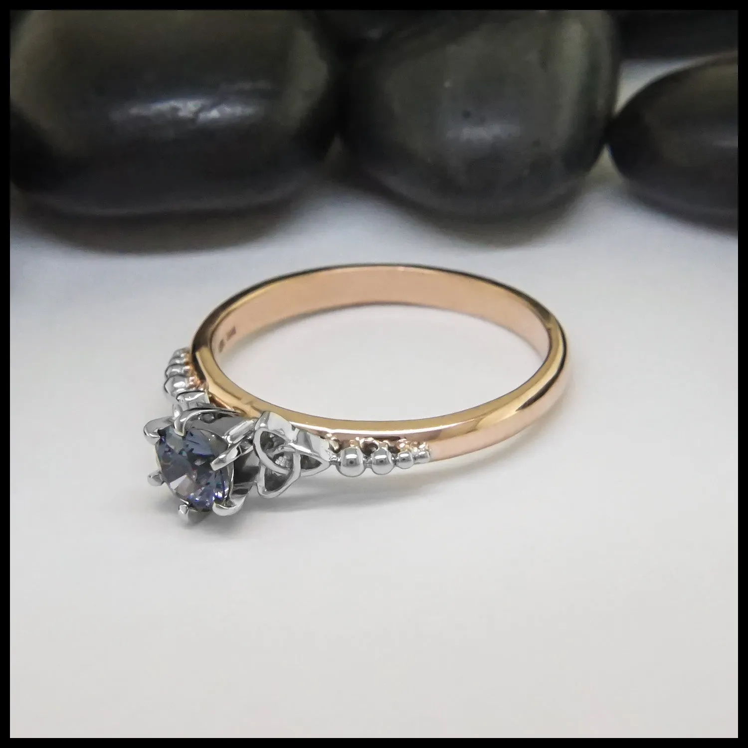 Trinity Knot Blue Grey Spinel Ring